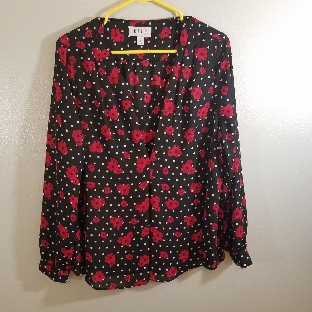 ELLE polka dot rose blouse